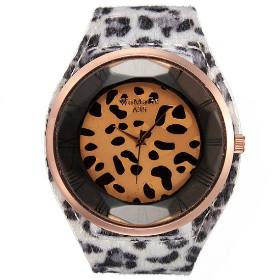 Fashion Women Sexy Leopard Brilliant Crystal Fur Big Wrist Watch Fashion Women Sexy Leopard Brilliant Crystal Fur Big Wrist Watch