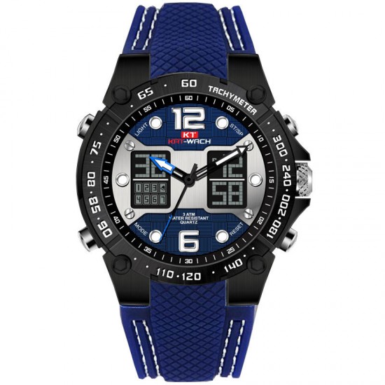 KAT-WACH KT717 Dual Display Digital Watch Cozy Silicone Strap Luminous Chronograph Men Sport Watch KAT-WACH KT717 Dual Display Digital Watch Cozy Silicone Strap Luminous Chronograph Men Sport Watch