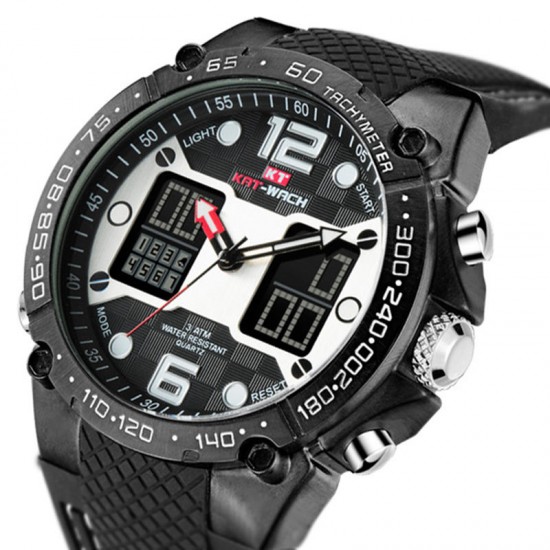 KAT-WACH KT717 Dual Display Digital Watch Cozy Silicone Strap Luminous Chronograph Men Sport Watch KAT-WACH KT717 Dual Display Digital Watch Cozy Silicone Strap Luminous Chronograph Men Sport Watch