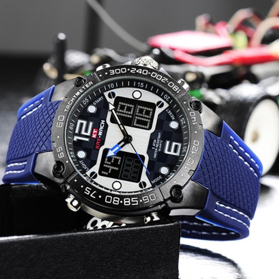 KAT-WACH KT717 Dual Display Digital Watch Cozy Silicone Strap Luminous Chronograph Men Sport Watch KAT-WACH KT717 Dual Display Digital Watch Cozy Silicone Strap Luminous Chronograph Men Sport Watch