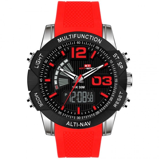 KAT-WACH KT718 Dual Display Digital Watch Chronograph Waterproof Silicone Strap Men Sport Watch