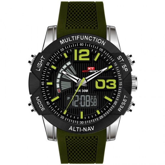 KAT-WACH KT718 Dual Display Digital Watch Chronograph Waterproof Silicone Strap Men Sport Watch KAT-WACH KT718 Dual Display Digital Watch Chronograph Waterproof Silicone Strap Men Sport Watch