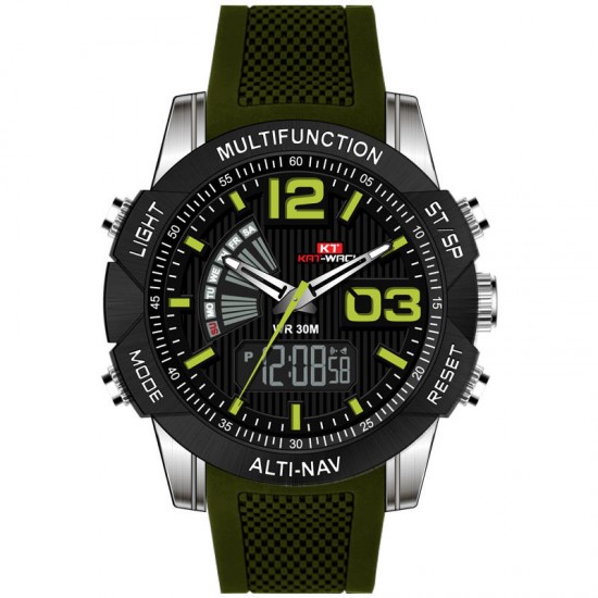 KAT-WACH KT718 Dual Display Digital Watch Chronograph Waterproof Silicone Strap Men Sport Watch