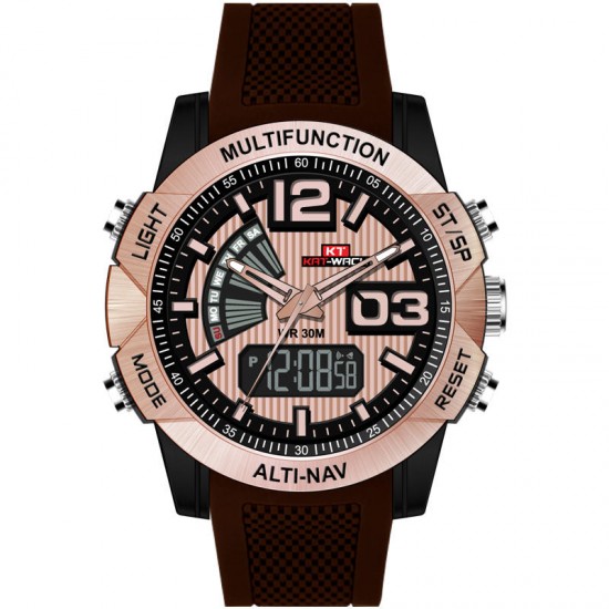 KAT-WACH KT718 Dual Display Digital Watch Chronograph Waterproof Silicone Strap Men Sport Watch