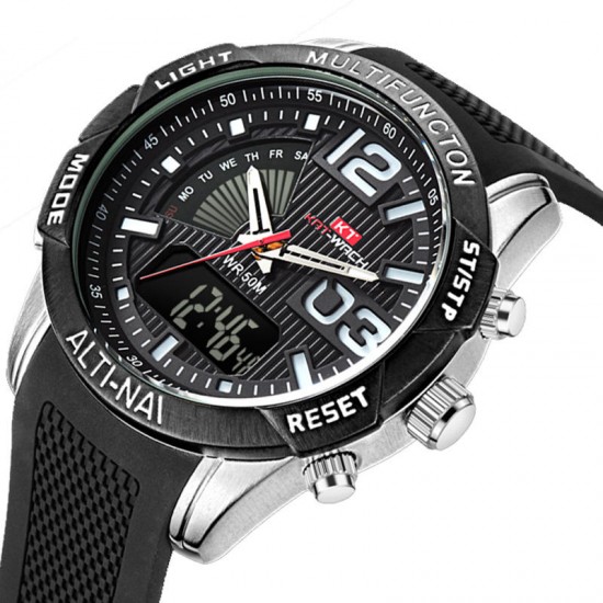 KAT-WACH KT718 Dual Display Digital Watch Chronograph Waterproof Silicone Strap Men Sport Watch KAT-WACH KT718 Dual Display Digital Watch Chronograph Waterproof Silicone Strap Men Sport Watch