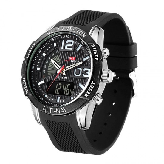 KAT-WACH KT718 Dual Display Digital Watch Chronograph Waterproof Silicone Strap Men Sport Watch KAT-WACH KT718 Dual Display Digital Watch Chronograph Waterproof Silicone Strap Men Sport Watch