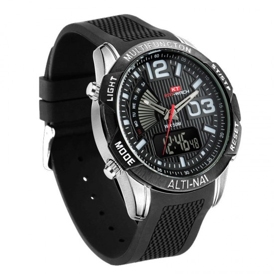 KAT-WACH KT718 Dual Display Digital Watch Chronograph Waterproof Silicone Strap Men Sport Watch