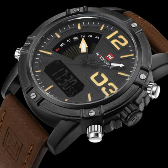 NAVIFORCE 9095 Fashion Sports Men Watch Casual Leather Band Sports Dual Movement Wristwatch NAVIFORCE 9095 Fashion Sports Men Watch Casual Leather Band Sports Dual Movement Wristwatch