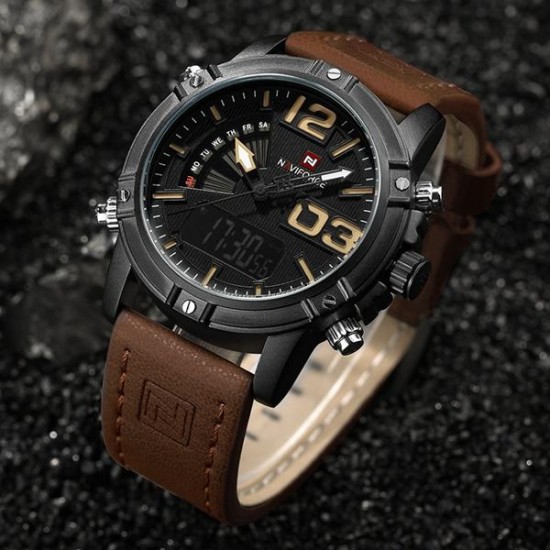 NAVIFORCE 9095 Fashion Sports Men Watch Casual Leather Band Sports Dual Movement Wristwatch NAVIFORCE 9095 Fashion Sports Men Watch Casual Leather Band Sports Dual Movement Wristwatch