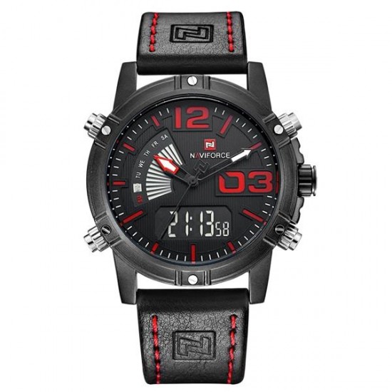 NAVIFORCE 9095 Fashion Sports Men Watch Casual Leather Band Sports Dual Movement Wristwatch NAVIFORCE 9095 Fashion Sports Men Watch Casual Leather Band Sports Dual Movement Wristwatch