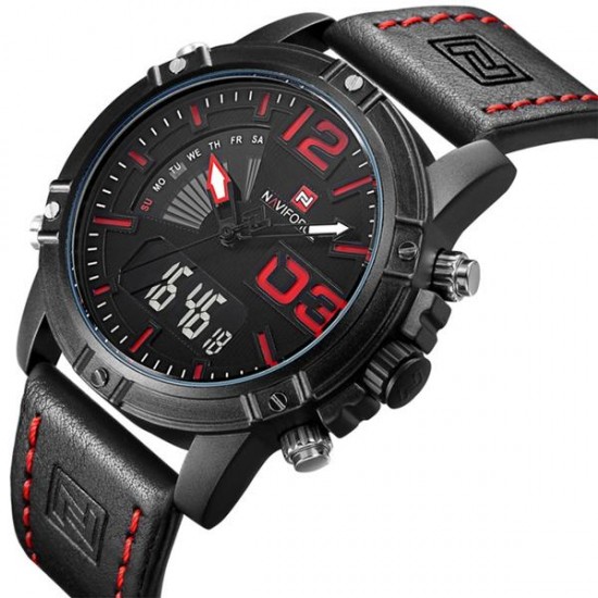 NAVIFORCE 9095 Fashion Sports Men Watch Casual Leather Band Sports Dual Movement Wristwatch NAVIFORCE 9095 Fashion Sports Men Watch Casual Leather Band Sports Dual Movement Wristwatch