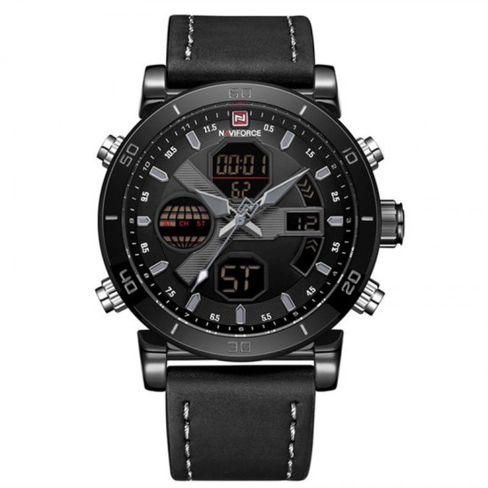 NAVIFORCE 9132 Dual Display Digital Watch Men Luminous Calendar Watch Leather Strap Watch NAVIFORCE 9132 Dual Display Digital Watch Men Luminous Calendar Watch Leather Strap Watch