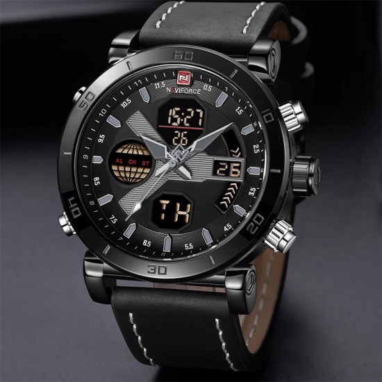 NAVIFORCE 9132 Waterproof Dual Display Watch Student Sport Quartz Watches