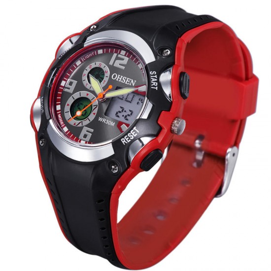 OHSEN AD1309 LED Digital Analog Alarm Stopwatch Men Sport Wrist Watch