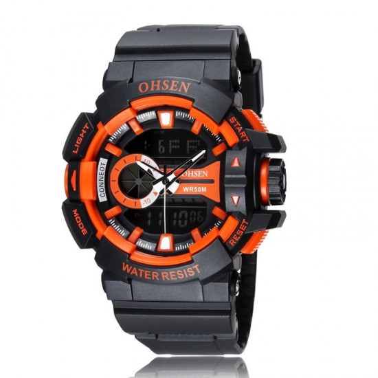 OHSEN AD1505 Rubber Band Analog Digital Alarm Stopwatch Sport Wrist Watch