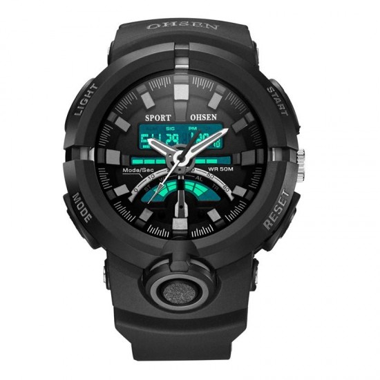OHSEN AD1702 Dual Display LED 50M Waterproof Men Quartz Digital Watch