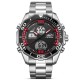 SINOBI 9730 Dual Display Digital Watch Stainless Steel Strap Men Luminous Display Sport Watch