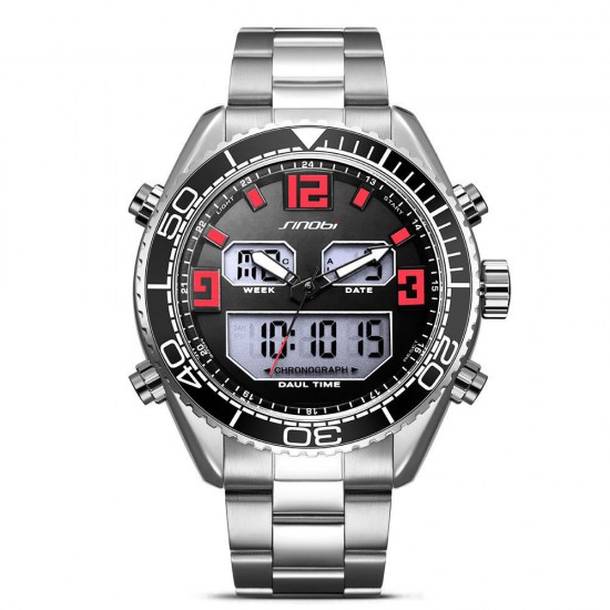 SINOBI 9731 Dual Display Digital Watch Men Chronograph Luminous Display Watch Fashion Outdoor Watch