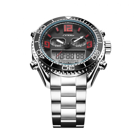 SINOBI 9731 Dual Display Digital Watch Men Chronograph Luminous Display Watch Fashion Outdoor Watch