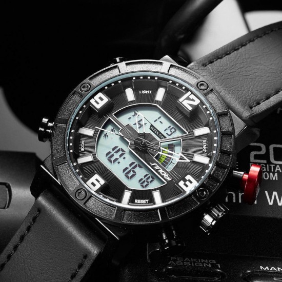 SINOBI 9733 Men Dual Display Digital Watch Fashion Sport Chronograph Alarm Luminous Display Watch