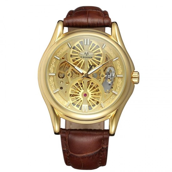 A3 Genuine Leather Strap Automatic Mechanical Watch Fashionable Transparent Case Men Watch