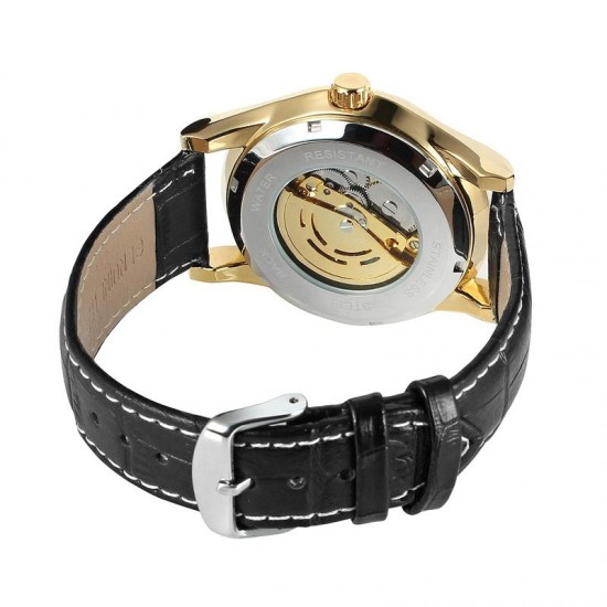 A3 Genuine Leather Strap Automatic Mechanical Watch Fashionable Transparent Case Men Watch