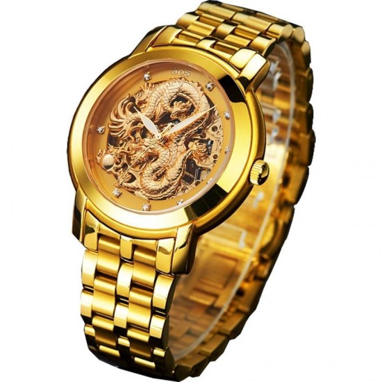 ANGELA BOS 9007 Automatic Wind Mechanical Watches Dragon Collection Stainless Steel Strap Men Watch