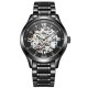 ANGELA BOS 9008 Mechanical Men Watch Automatic Pointer Black Dial Stainless Steel Watches
