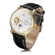 Frosining 800 Gold Case Mechanical Leather Band Wrist Watch