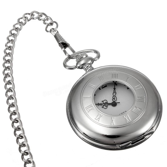 Antique Style Stainless Steel Silver Tone Quartz Pocket Watch Chain Antique Style Stainless Steel Silver Tone Quartz Pocket Watch Chain