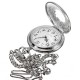 Antique Style Stainless Steel Silver Tone Quartz Pocket Watch Chain