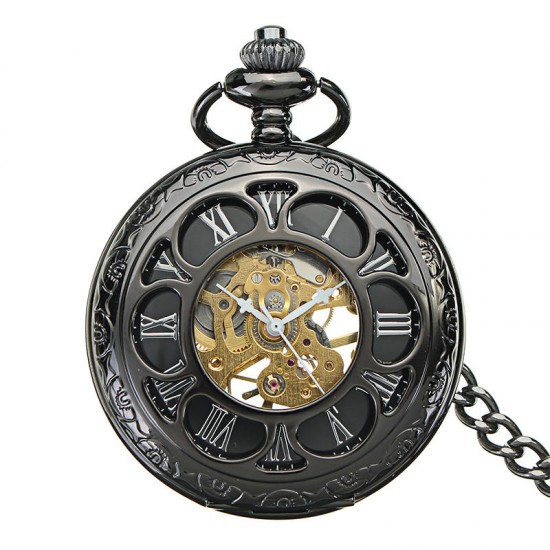 DEFFRUN Antique Steampunk Hollow Mechanical Pendant Pocket Watch DEFFRUN Antique Steampunk Hollow Mechanical Pendant Pocket Watch