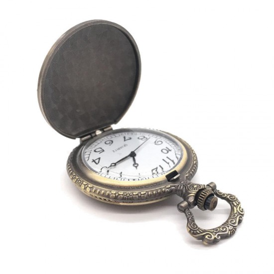 DEFFRUN Big Auspicious Fish Brown Restro Quartz Pocket Watch