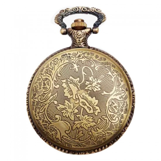 DEFFRUN Big Auspicious Fish Brown Restro Quartz Pocket Watch