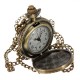 DEFFRUN Bronze 3 Horse Engrave Quartz Pocket Watch Necklace