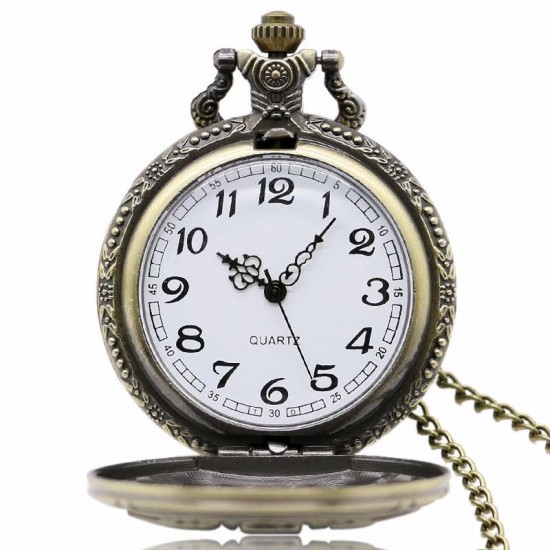 DEFFRUN Dad Pattern Antique Bronze Quartz Pocket Watch with Necklace Men Fob Pendant Watches DEFFRUN Dad Pattern Antique Bronze Quartz Pocket Watch with Necklace Men Fob Pendant Watches