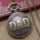 DEFFRUN Dad Pattern Antique Bronze Quartz Pocket Watch with Necklace Men Fob Pendant Watches