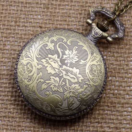 DEFFRUN Dad Pattern Antique Bronze Quartz Pocket Watch with Necklace Men Fob Pendant Watches DEFFRUN Dad Pattern Antique Bronze Quartz Pocket Watch with Necklace Men Fob Pendant Watches