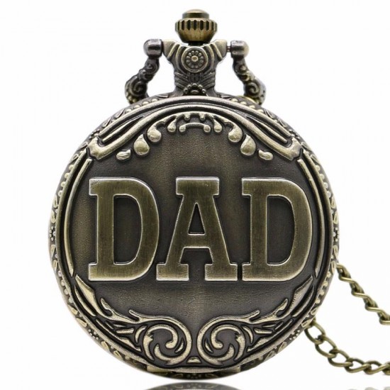 DEFFRUN Dad Pattern Antique Bronze Quartz Pocket Watch with Necklace Men Fob Pendant Watches DEFFRUN Dad Pattern Antique Bronze Quartz Pocket Watch with Necklace Men Fob Pendant Watches