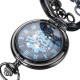 DEFFRUN Elegant Blue Needle Full Steel Mechanical Pocket Watch