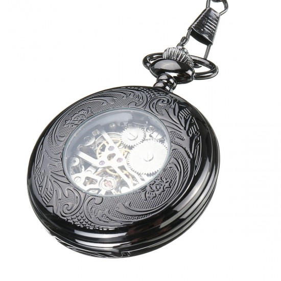 DEFFRUN Elegant Blue Needle Full Steel Mechanical Pocket Watch DEFFRUN Elegant Blue Needle Full Steel Mechanical Pocket Watch