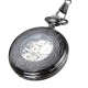 DEFFRUN Elegant Blue Needle Full Steel Mechanical Pocket Watch