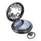 DEFFRUN Elegant Blue Needle Full Steel Mechanical Pocket Watch