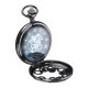 DEFFRUN Elegant Blue Needle Full Steel Mechanical Pocket Watch