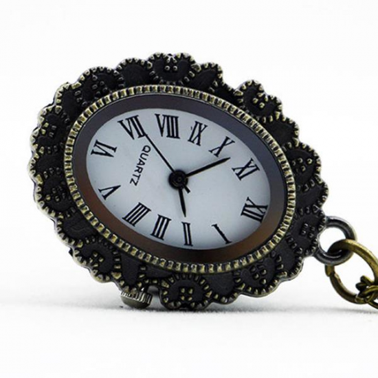 DEFFRUN Fashion Flower Rose Bronze Quartz Pocket Watch Retro Pendant Necklace DEFFRUN Fashion Flower Rose Bronze Quartz Pocket Watch Retro Pendant Necklace
