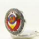 DEFFRUN Fashion Soviet Sickle Hammer Silver Quartz Pocket Watch Pendant Necklace