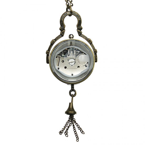 DEFFRUN Vintage Big Bells Roman Number Chain Retro Pocket Watch
