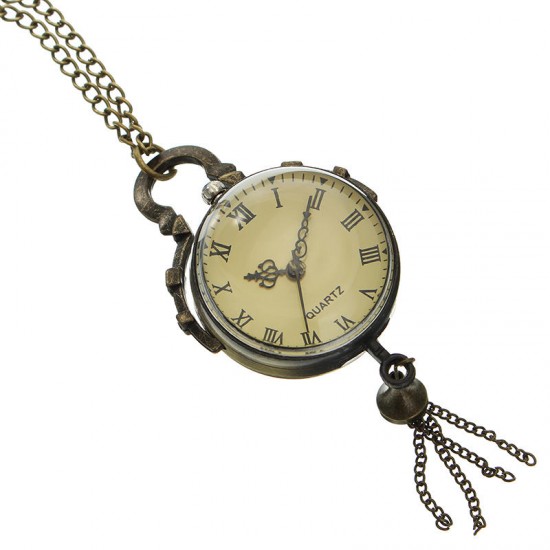 DEFFRUN Vintage Big Bells Roman Number Chain Retro Pocket Watch