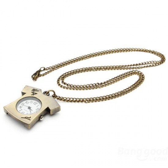 DEFFRUN Vintage Bronze Lovely T-shirt Design Necklace Pocket Watch DEFFRUN Vintage Bronze Lovely T-shirt Design Necklace Pocket Watch