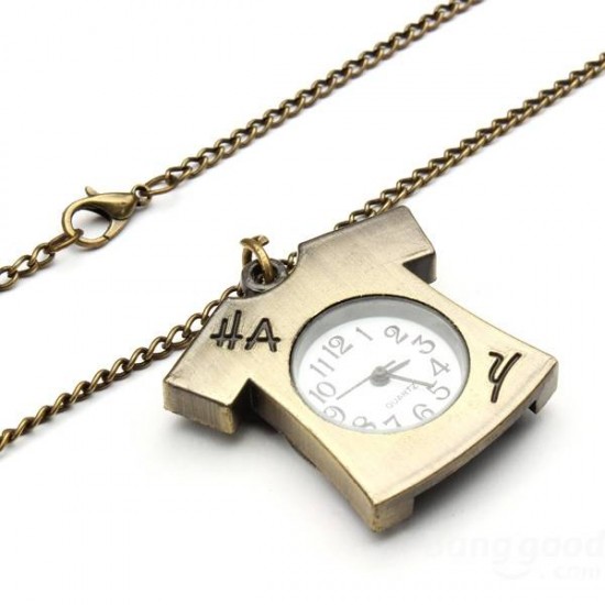 DEFFRUN Vintage Bronze Lovely T-shirt Design Necklace Pocket Watch DEFFRUN Vintage Bronze Lovely T-shirt Design Necklace Pocket Watch